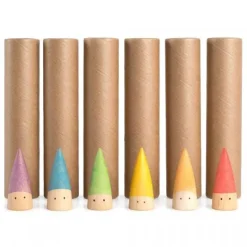 Grapat 6 houten baby sticks in kartonnen buisjes - 6 kleuren - Best