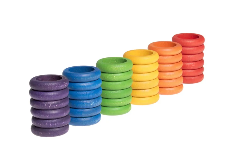 Grapat 36 houten ringen - 6 kleuren - Online