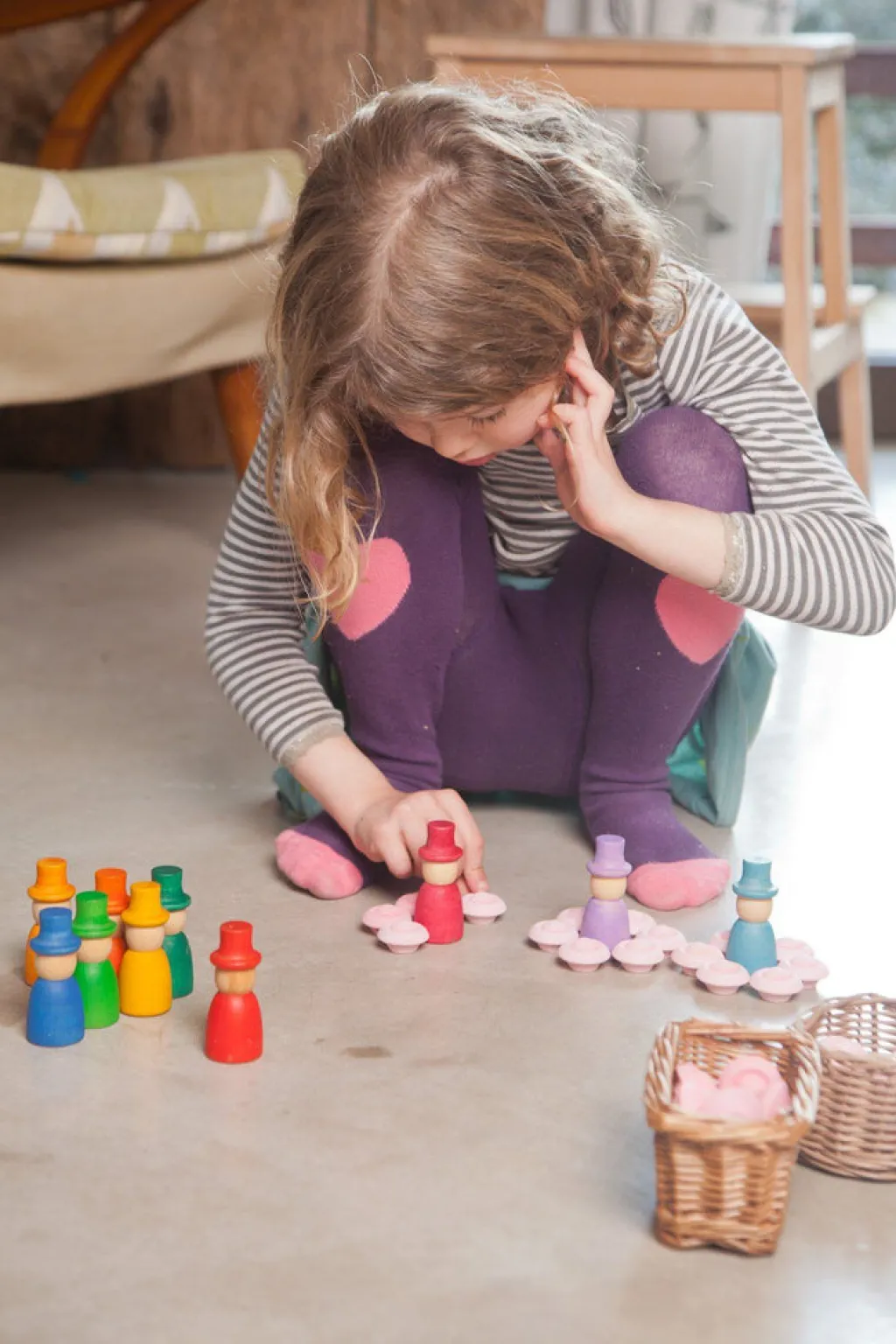Grapat 12 houten tovenaars - Nins met hoeden - Sale