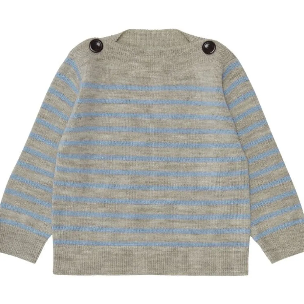 FUB Baby Boatneck Blouse - Light beige melange/Sky - Sale