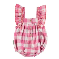 Piupiuchick Baby romper met ruches - Checkered pink - Best