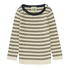 FUB Baby Striped Rib Blouse - ecru/sage - Discount