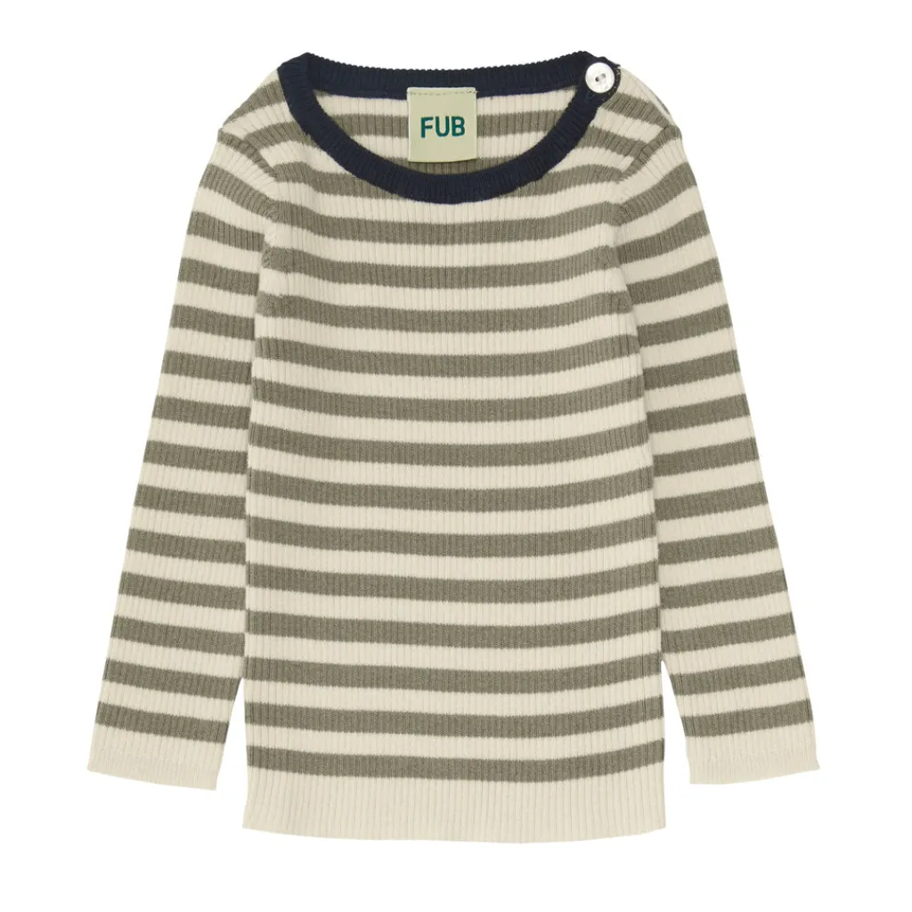 FUB Baby Striped Rib Blouse - ecru/sage - Discount