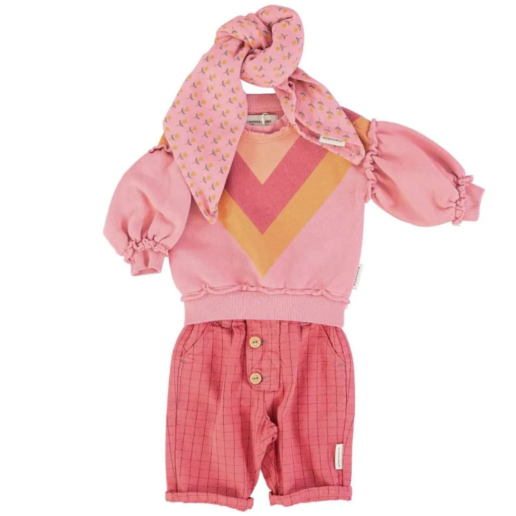 Piupiuchick Baby sweater Multicolor triangle - roze - Outlet