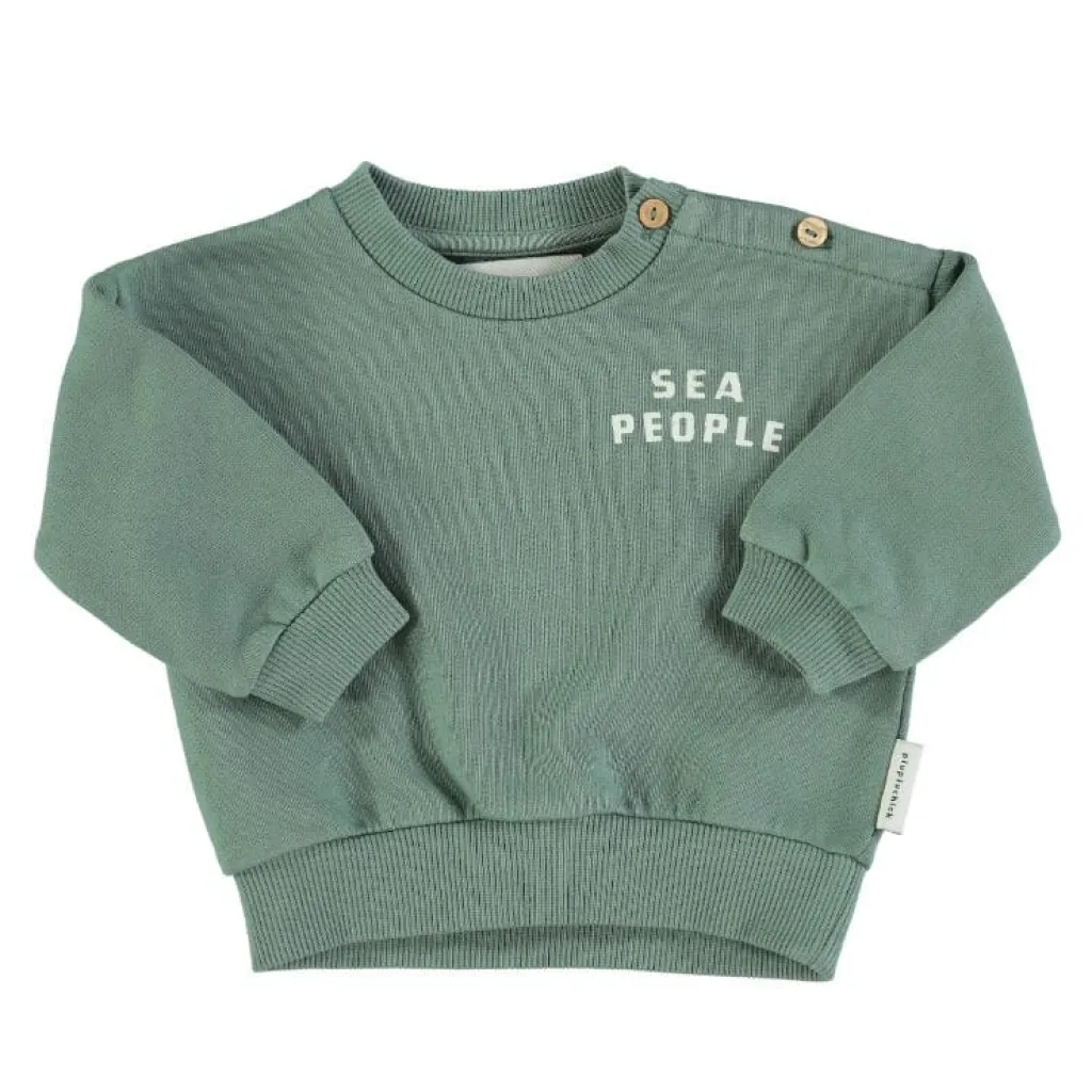 Piupiuchick Baby sweater Red Cross - groen - Outlet
