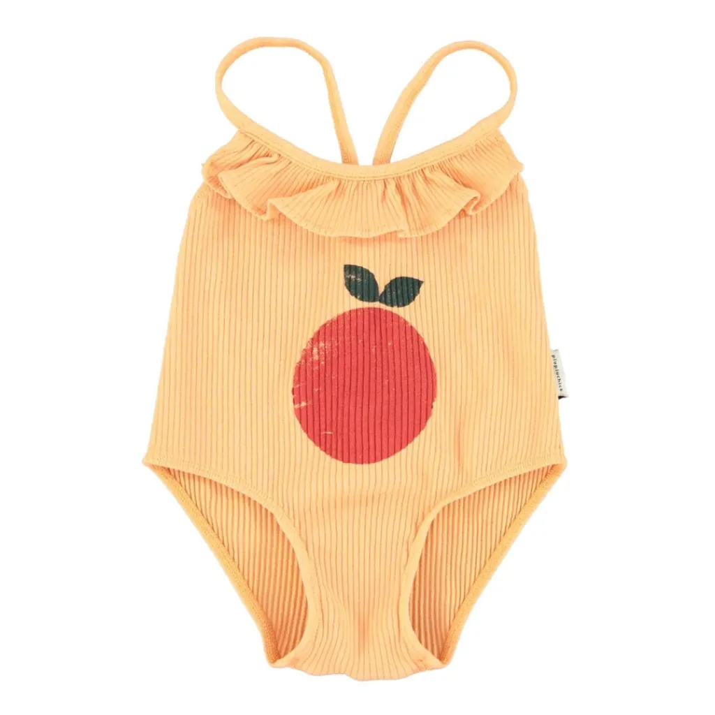 Piupiuchick Badpak met fronsjes - perzikroze met appelprint - Best