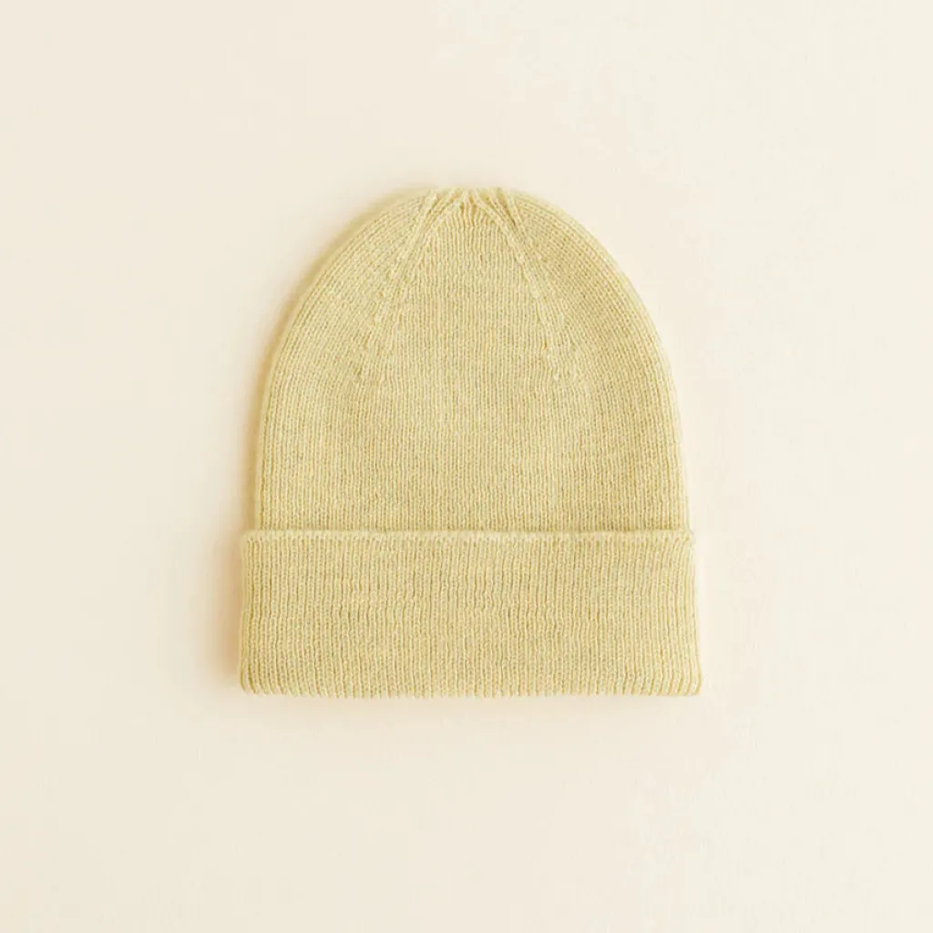 Hvid Beanie Fonzie Newborn - Light Yellow - Clearance