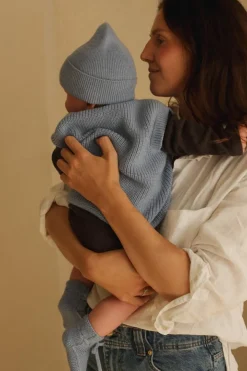 Hvid Beanie Fonzie Newborn - Light blue - Hot