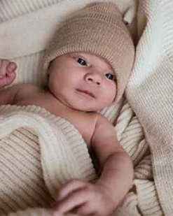 Hvid Beanie Fonzie Newborn - Sand - Hot