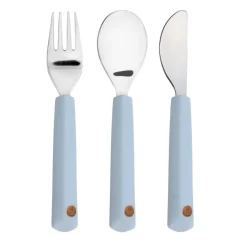 Lässig Bestekset met siliconen handvat - Happy Rascals Smile Sky Blue - Hot
