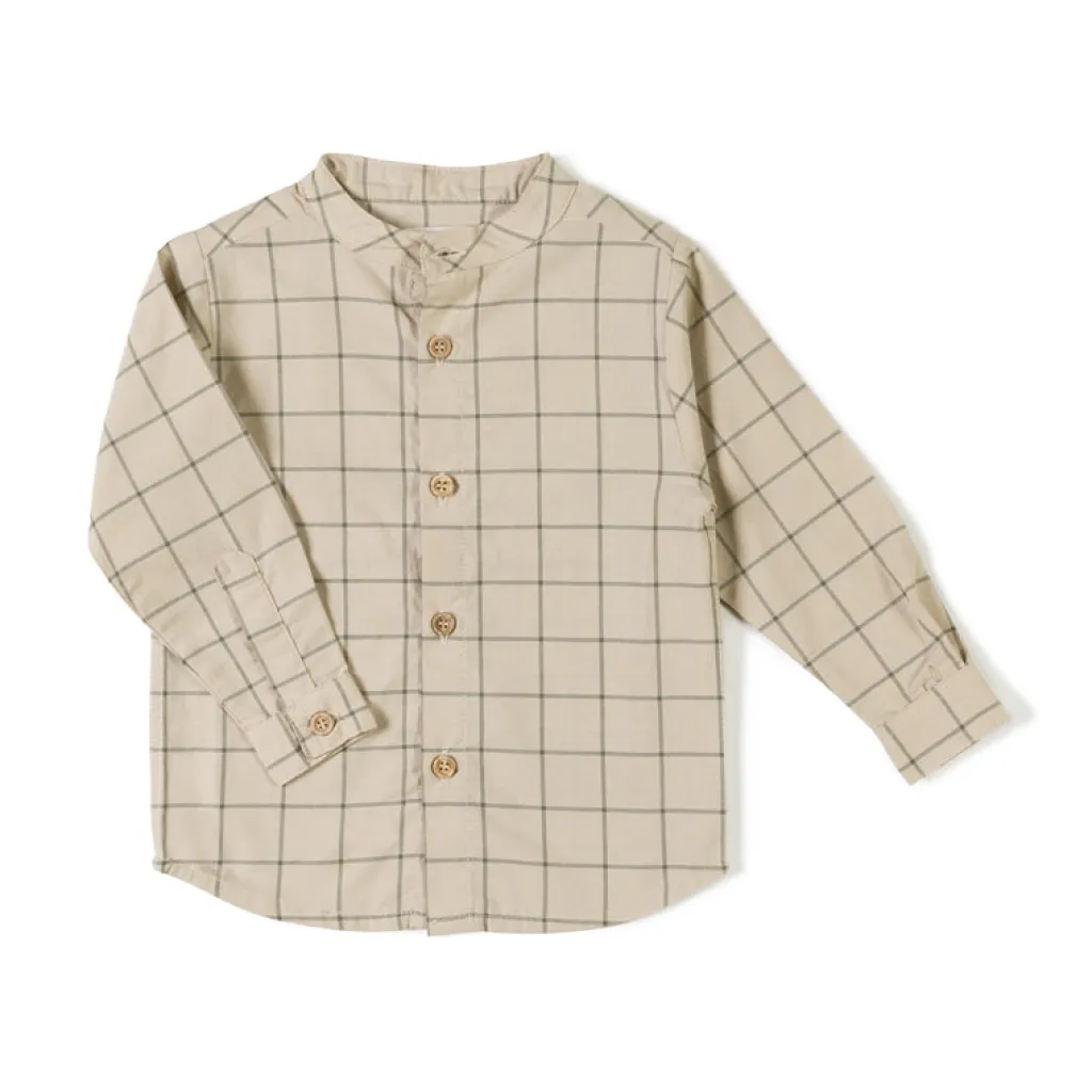 Nixnut Blouse Mao checkered - Grain/Moss - New