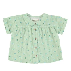 Piupiuchick Blouse met Peter Pankraagje - groen met bloemetjes - Hot