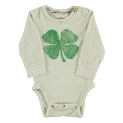 Piupiuchick Body met lange mouwen - Grijs met klaverprint - Online