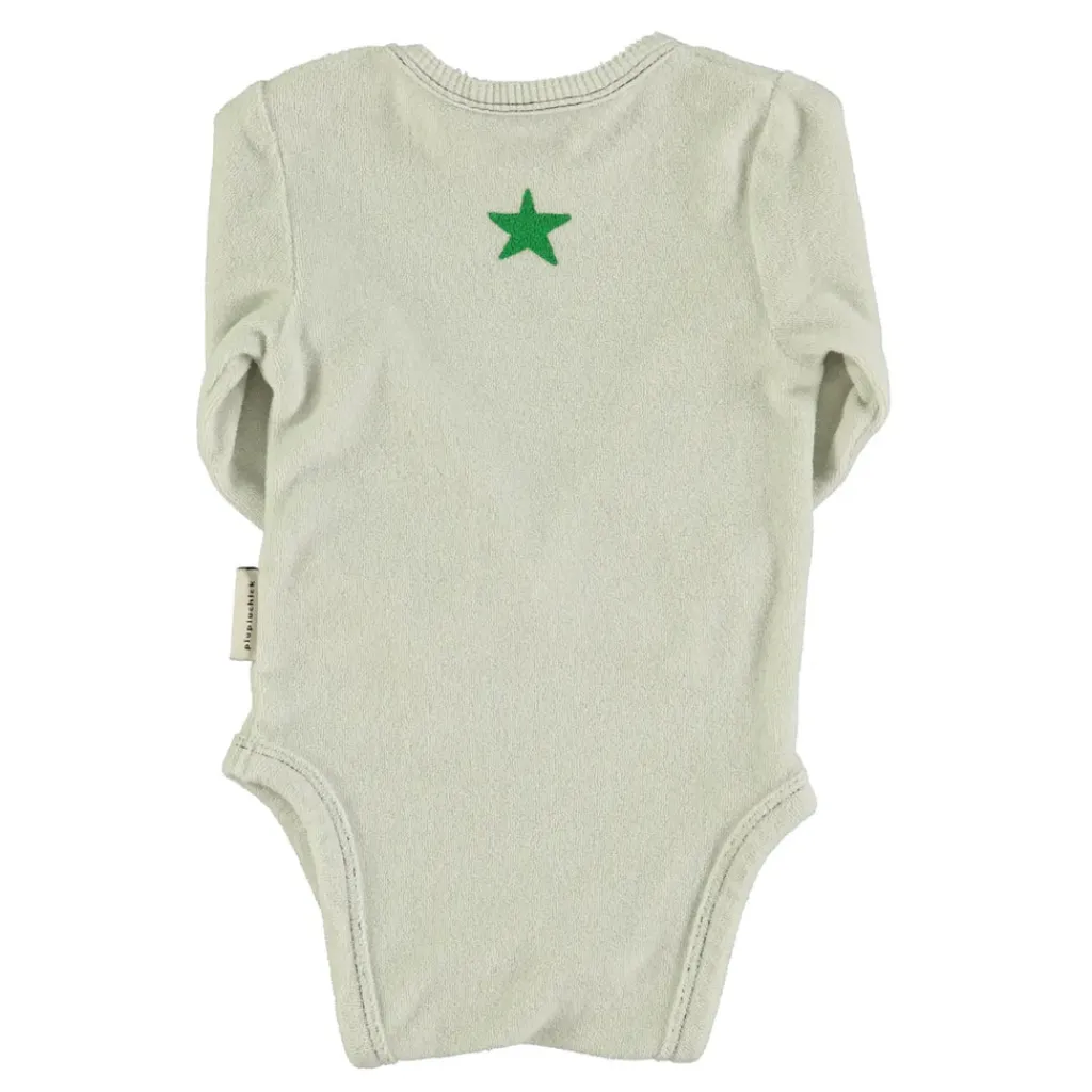 Piupiuchick Body met lange mouwen - Grijs met klaverprint - Online