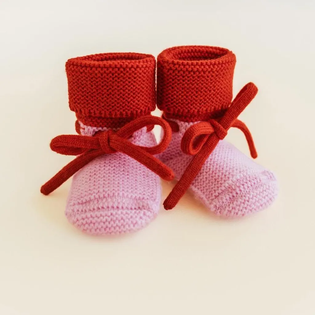 Hvid Booties - Cotton candy / Red - Discount