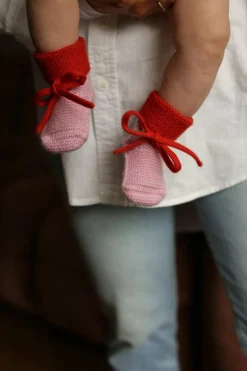 Hvid Booties - Cotton candy / Red - Discount