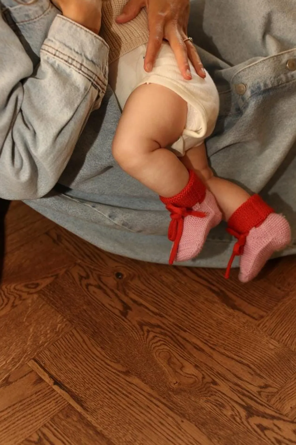 Hvid Booties - Cotton candy / Red - Discount