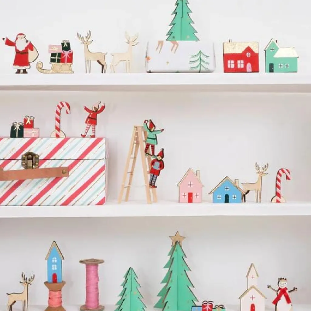 Meri Meri Calendrier de l'Avent en bois - Village festif - Discount