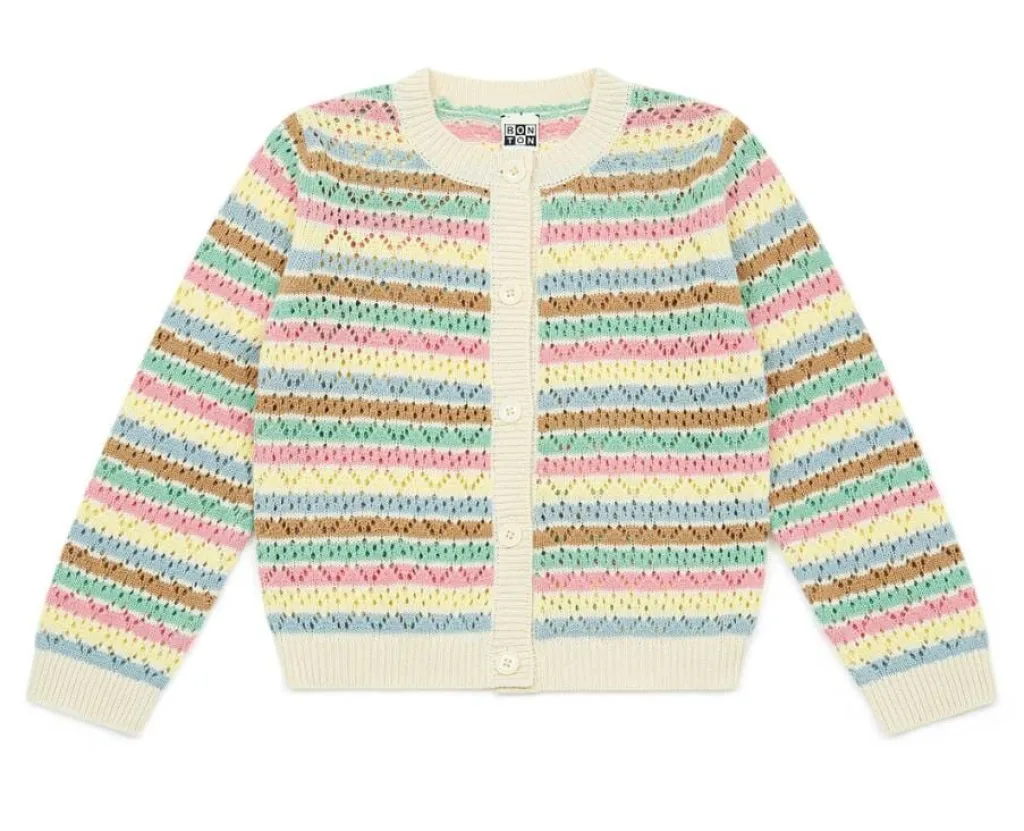 Bonton cardigan met streepjes - multico -