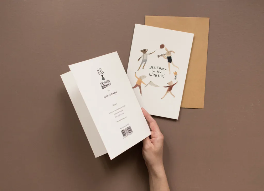 Main Sauvage Carte de voeux "Welcome to the world" avec enveloppe - 15x22cm -
