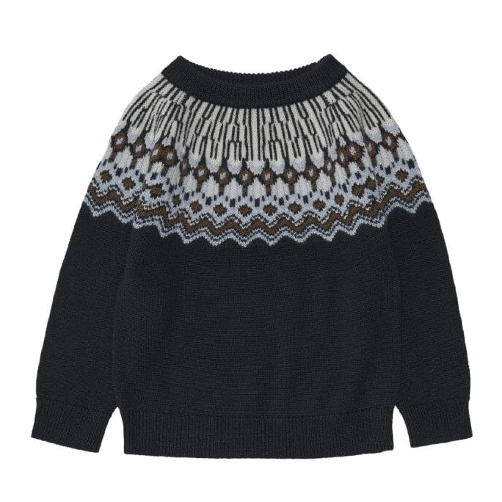 FUB Fair Isle Sweater - Dark navy - Discount