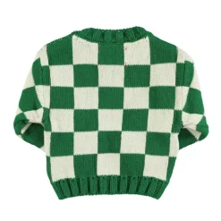 Piupiuchick Gebreide sweater - ecru met groen geblokt - New