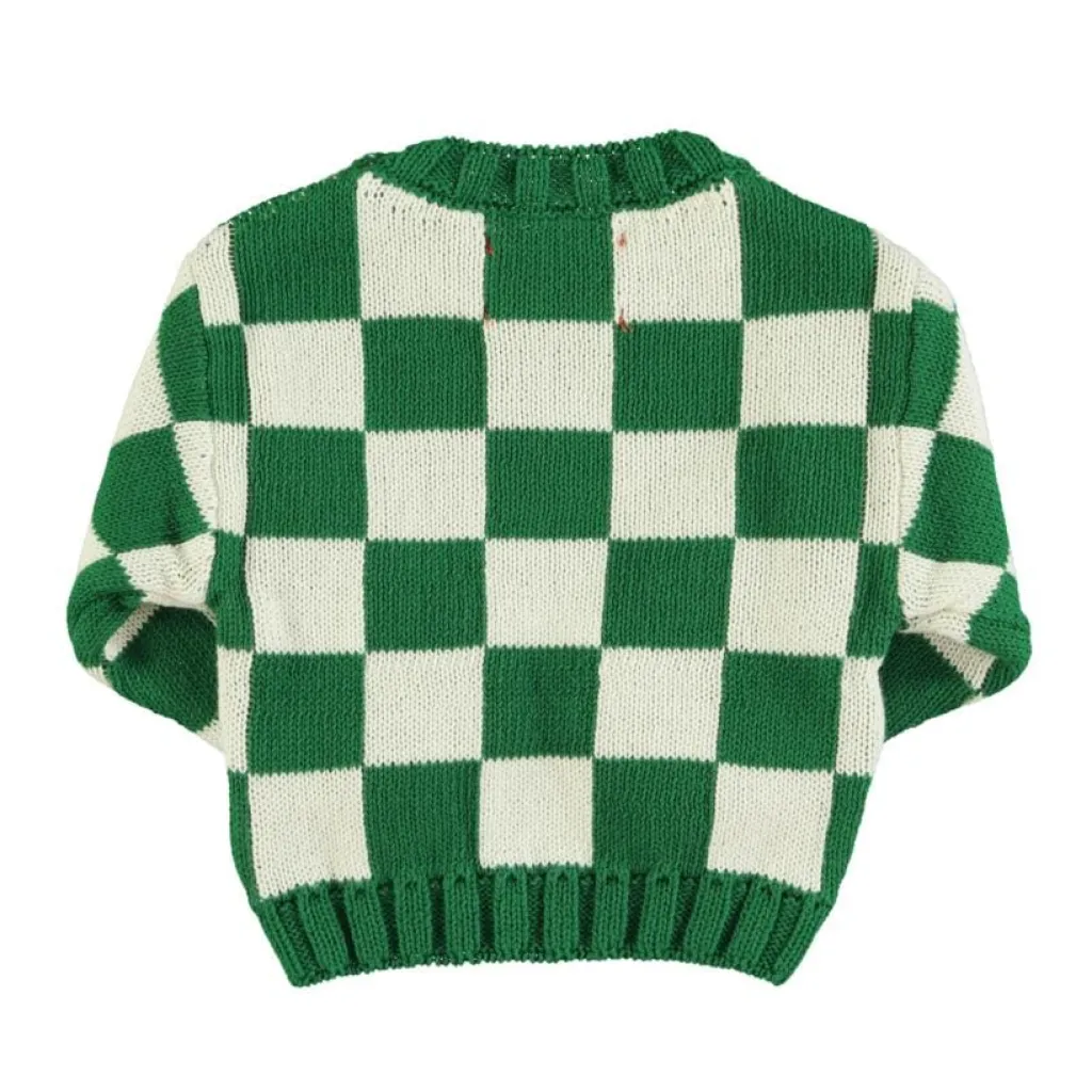 Piupiuchick Gebreide sweater - ecru met groen geblokt - New