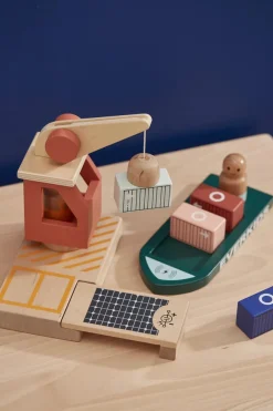 Kid's Concept Houten haven met containerschip en kraan - Discount