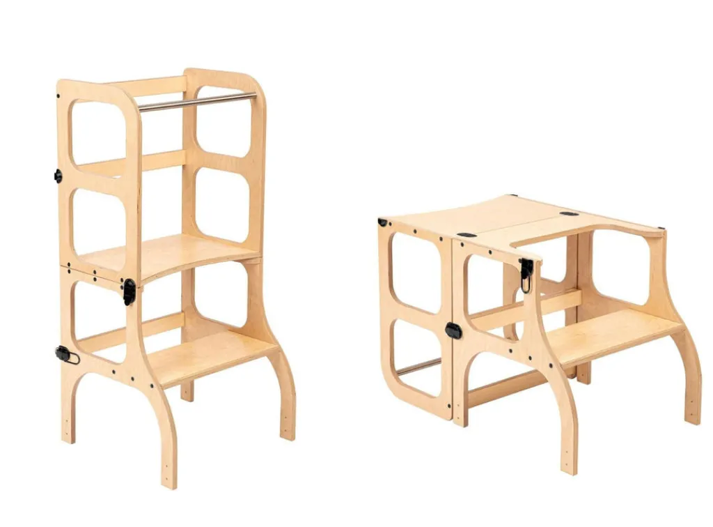 Ette Tete Houten leertoren Step 'n sit - Naturel met zwart - Best