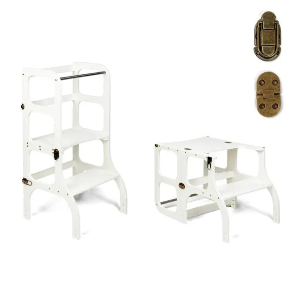 Ette Tete Houten leertoren Step'n sit - Wit met koper - New