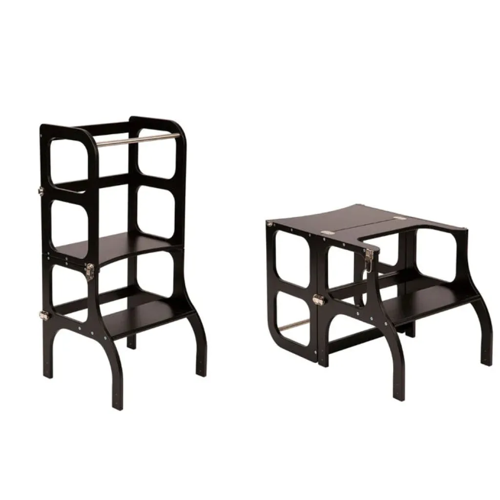 Ette Tete Houten leertoren Step'n sit - Zwart met zilver - Outlet