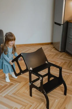 Ette Tete Houten leertoren Step'n sit - Zwart met zilver - Outlet