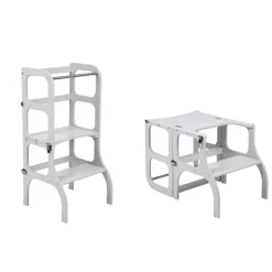 Ette Tete Houten leertoren Step'n sit - Grijs met zilver - Best