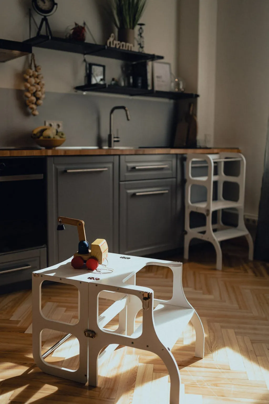Ette Tete Houten leertoren Step'n sit - Wit met zilver - Online