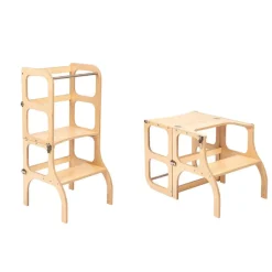 Ette Tete Houten leertoren Step'n sit - Naturel met zilver - Online
