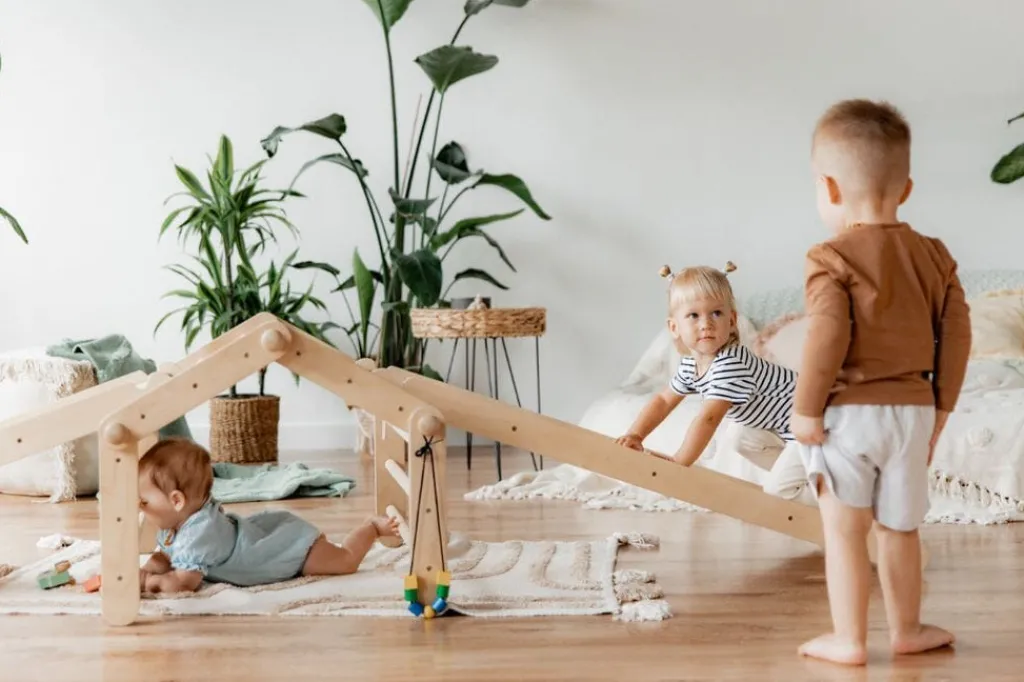 Ette Tete Houten pikler 4 elementen - triangle klimrek incl. glijbaan - Mopitri - Best