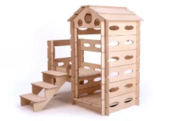 KateHaa Houten Speelhuisje Bouwen & Spelen met glijbaan en trappen - Outlet