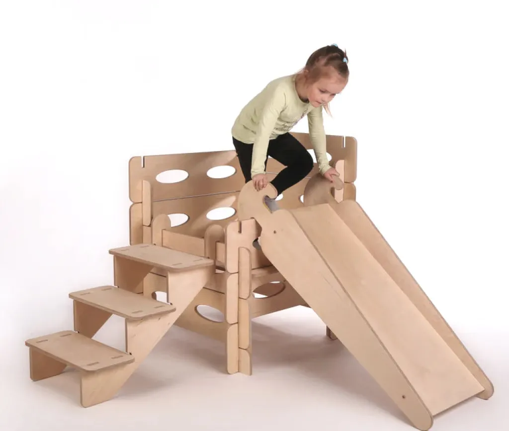 KateHaa Houten Speelhuisje Bouwen & Spelen met glijbaan en trappen - Outlet