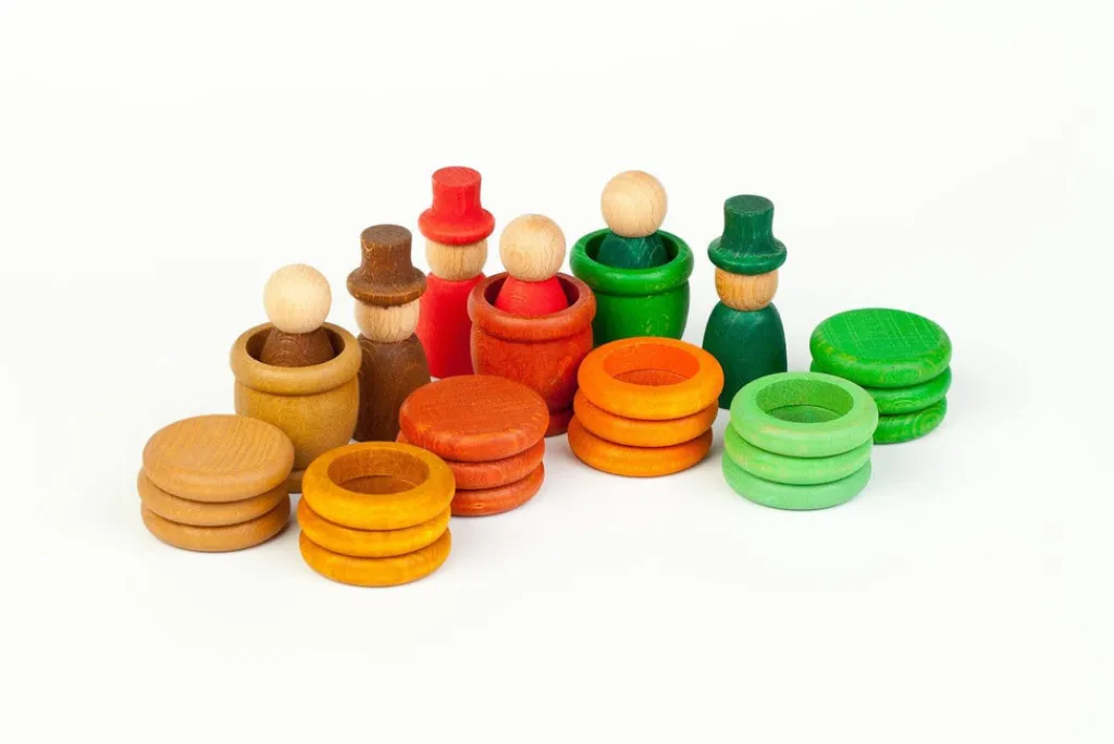 Grapat Houten speelset - Nins met potjes en munten - Herfst - Hot