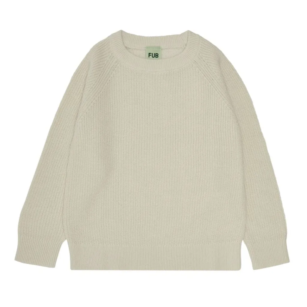 FUB Katoenen Rib Sweater - Ecru - Outlet