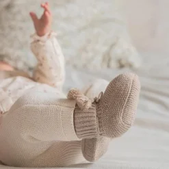 Gentil Coquelicot Knitted baby booties - Gris Perle - New