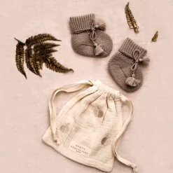 Gentil Coquelicot Knitted baby booties - Taupe - Discount