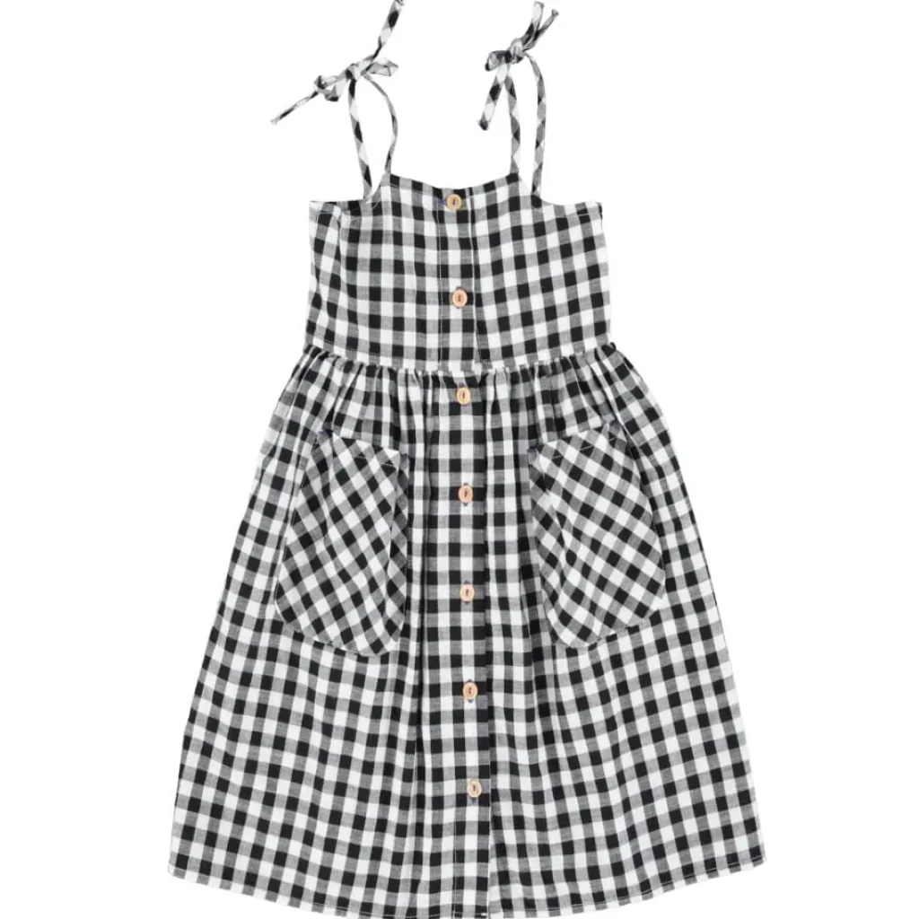 Piupiuchick Lange jurk - zwart met wit geruit - New