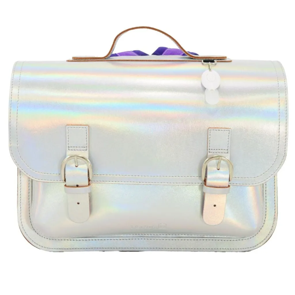 Own Stuff Lederen boekentas met gespen - Silver - Discount