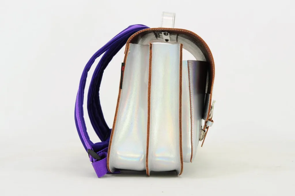 Own Stuff Lederen boekentas met gespen - Silver - Discount