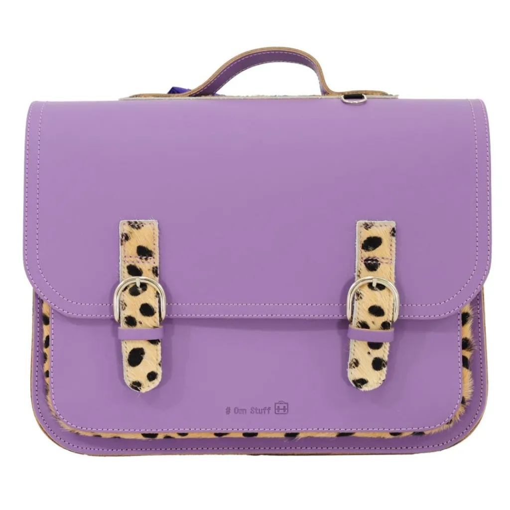 Own Stuff Lederen boekentas met gespen - Leo Purple - Hot