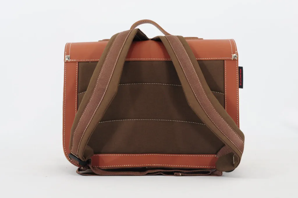 Own Stuff Lederen boekentas met gespen - Chestnut bruin -