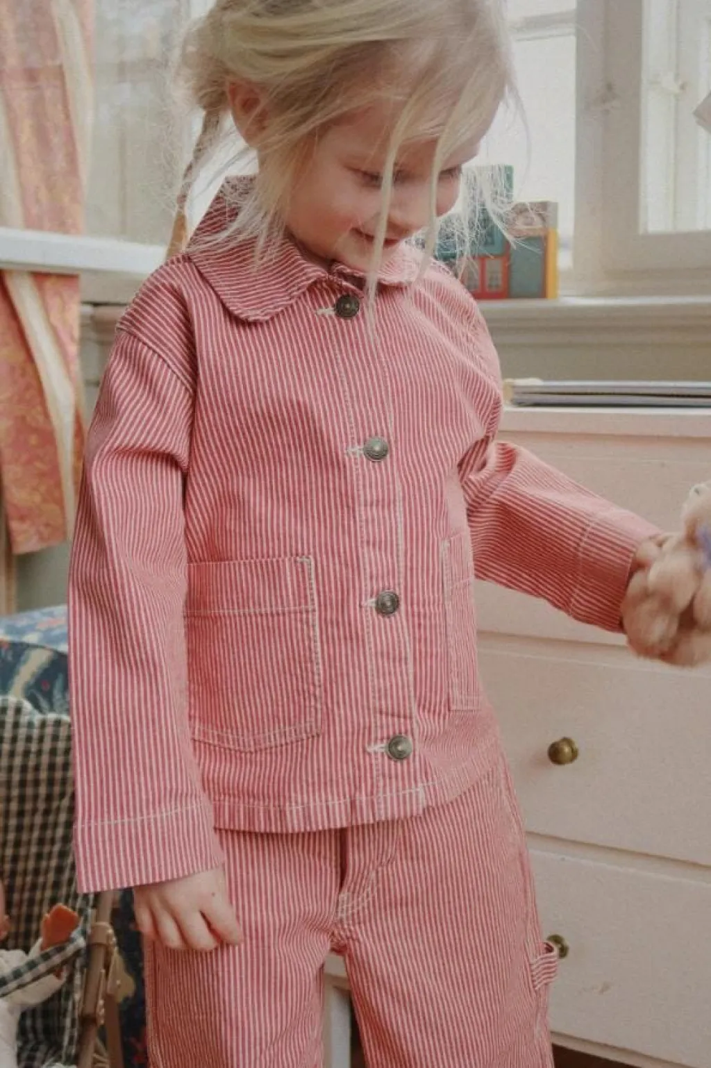 Konges Slojd Luc shirt jacket - Milk rouge stripe - Clearance