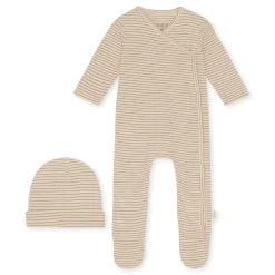 Konges Slojd Newborn set onesie met muts Dio - Silver Stripe - New