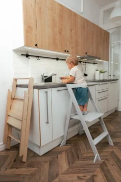 Ette Tete Opvouwbare & verstelbare leertoren Step'n'Fold - Naturel - Discount